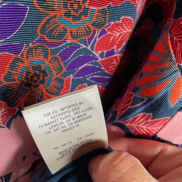 Anthropologie HD Paris Peplum Blouse Blue and Pink Sleeveless size 2 - Picture 4 of 5